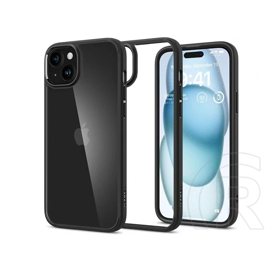 Spigen Ultra Hybrid ütésálló tok (Apple iPhone 15, fekete/átlátszó)