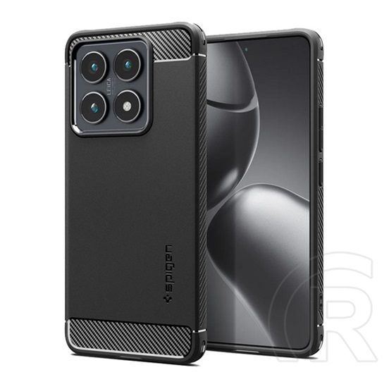 Spigen Xiaomi 14T Pro rugged armor szilikon telefonvédő (ütésállóság, légpárnás sarok, karbon minta) fekete