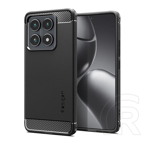 Spigen Xiaomi 14T rugged armor szilikon telefonvédő (ütésállóság, légpárnás sarok, karbon minta) fekete
