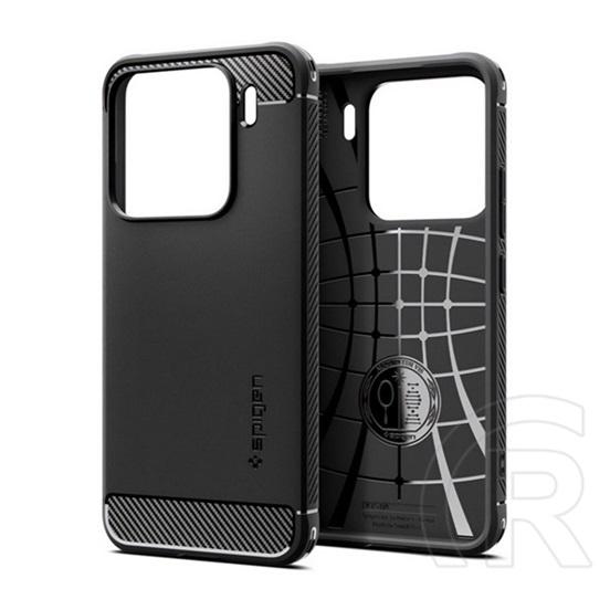 Spigen Xiaomi 15 rugged armor szilikon telefonvédő (ütésállóság, légpárnás sarok, karbon minta) fekete