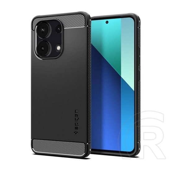 Spigen Xiaomi Redmi Note 13 4G rugged armor szilikon telefonvédő (ütésállóság, légpárnás sarok, karbon minta) fekete