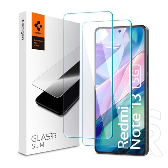 Spigen Xiaomi Redmi Note 13 5G slim képernyőüveg 2db (2.5d, tokbarát, ultravékony, 0.2mm, extra karcálló, 9h) átlátszó