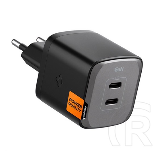 Spigen arcstation pro hálózati töltő 2 type-c aljzat (45w, gan, pd gyorstöltő 3.0) fekete