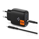 Spigen arcstation pro hálózati töltő type-c aljzat (45w, gan, pd gyorstöltő 3.0 + type-c kábel) fekete