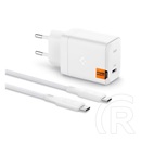 Spigen arcstation pro hálózati töltő type-c aljzat (65w, gan, pd gyorstöltő 3.0 + type-c kábel) fehér