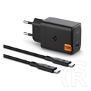 Spigen arcstation pro hálózati töltő type-c aljzat (65w, gan, pd gyorstöltő 3.0 + type-c kábel) fekete