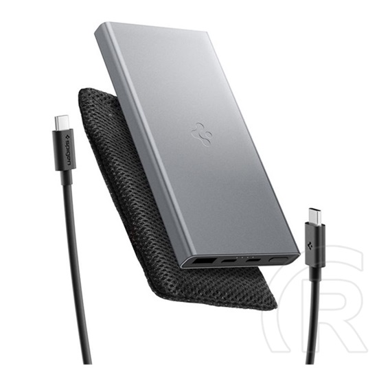Spigen ea2210 vésztöltő usb+2 type-c aljzat(10000mah, 22.5w, pd gyorstöltő, led jelzés+type-c kábel)sötétszürke