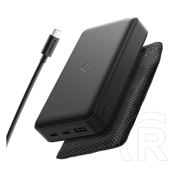 Spigen ea3030 vésztöltő usb+2 type-c aljzat (30000mah, 30w, pd gyorstöltő, led jelzés + type-c kábel) fekete