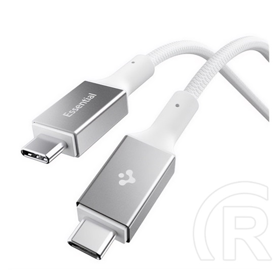 Spigen essential eb10015cc adatkábel (type-c - type-c, 100w, pd gyorstöltő, cipőfűző, 150cm) fehér