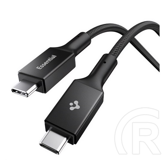 Spigen essential eb24015cc adatkábel (type-c - type-c, 240w, pd gyorstöltő, cipőfűző, 150cm) fekete