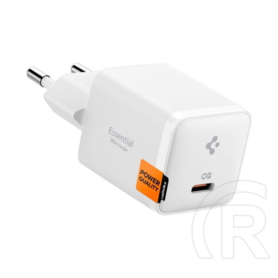 Spigen essential ee301eu hálózati töltő type-c aljzat(30w, pd gyorstöltő 3.0)fehér