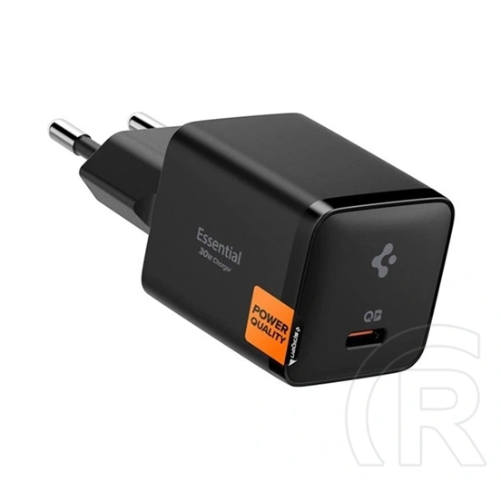 Spigen essential ee301eu hálózati töltő type-c aljzat (30w, pd gyorstöltő 3.0) fekete