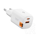 Spigen essential ee352eu hálózati töltő usb+type-c aljzat (35w, gan, pd gyorstöltő 3.0) fehér