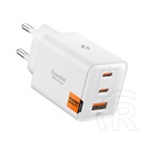 Spigen essential ee473eu hálózati töltő usb+2 type-c aljzat (47w, pd gyorstöltő 3.0) fehér