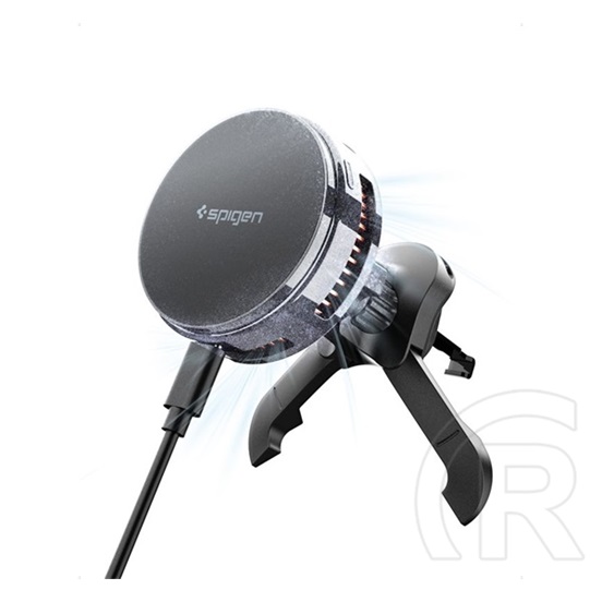 Spigen essential peltier ev25mfaq autós tartó (szellőzőre, állítható, 15w, led jelzés, wireless, magsafe, qi2) fekete