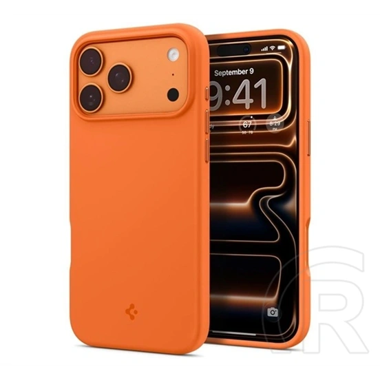 Spigen iPhone 17 Pro silicone fit mag szilikon telefonvédő (ütésállóság, magsafe) narancssárga