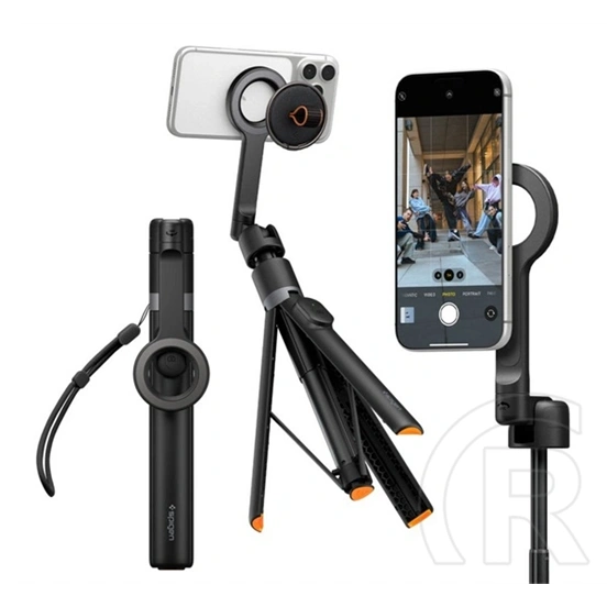 Spigen iPhone 17e  s582w szelfibot (univerzális, tripod állvány, bluetooth távkioldó, magsafe, 27.8-166.5cm) fekete