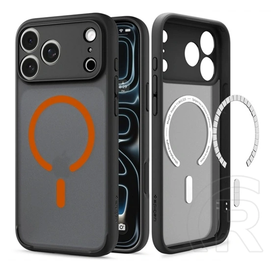 Spigen iPhone 18 Pro  ultra hybrid mag műanyag telefonvédő (ütésállóság, légpárnás keret, magsafe) fekete/narancssárga