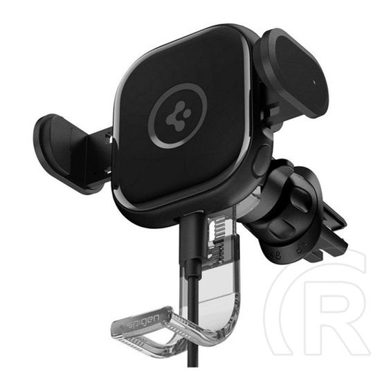 Spigen onetap autós tartó (15w, szellőzőre, vezetéknélküli töltés, 360°-ban forgatható, automata + type-c kábel) fekete