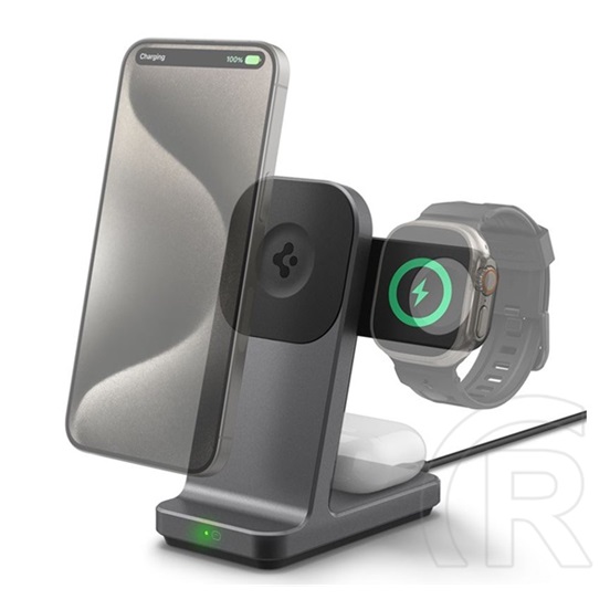 Spigen onetap pro3 asztali töltőállvány 3in1 (15w, wireless, gyorstöltő, magsafe, apple watch töltő) fekete