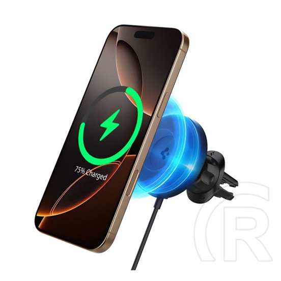 Spigen onetap pro4 autós tartó (szellőzőre, mágneses, csíptethető, 360°, wireless, gyorstöltő, 15w) fekete