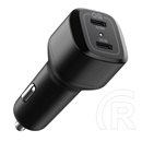 Spigen pc2000 powerarc autós töltő 2 type-c aljzat (5v / 3000ma, 45w + 20w, qc 3.0, pd gyorstöltés támogatás) fekete