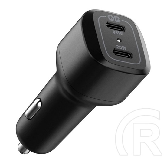 Spigen pc2000 powerarc autós töltő 2 type-c aljzat (5v / 3000ma, 45w + 20w, qc 3.0, pd gyorstöltés támogatás) fekete