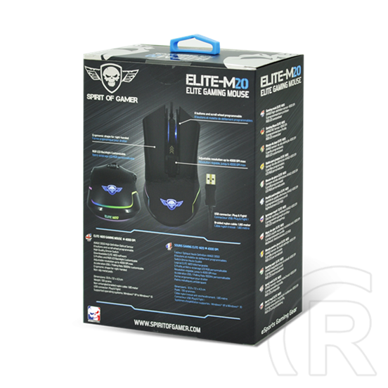 Spirit of Gamer ELITE-M20 optikai egér (USB, fekete)