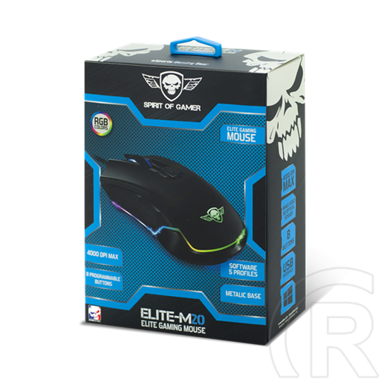 Spirit of Gamer ELITE-M20 optikai egér (USB, fekete)