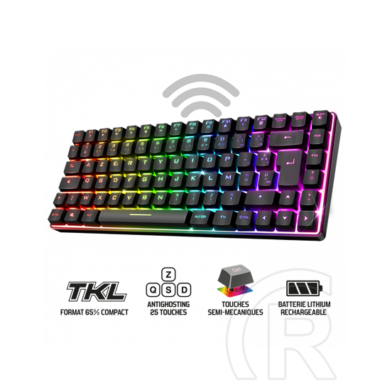 Spirit of Gamer ELITE K70 TKL RGB LED vezeték nélküli gamer billentyűzet (HU, USB, fekete)