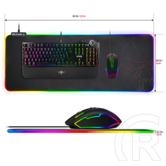 Spirit of Gamer RGB Large egérpad (fekete)