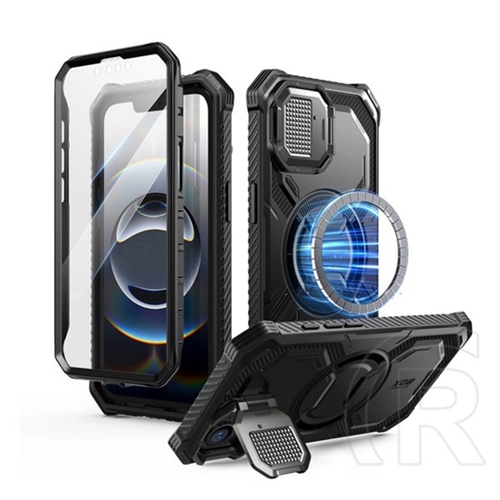 Supcase Apple iPhone 16e iblsn armorbox defender műanyag védő (ütésálló, légpárnás sarok, kitámasztó, magsafe) fekete