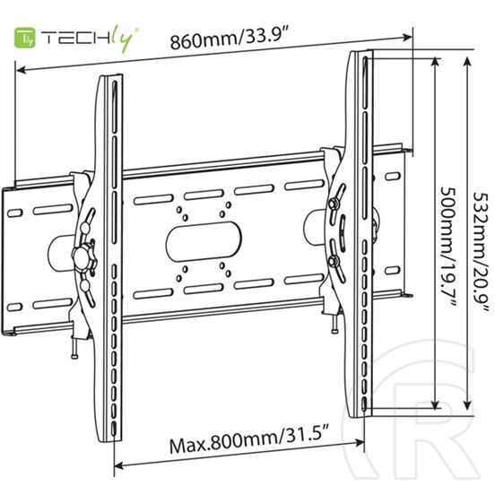 TECHLY ICA-PLB 890 dönthető fali konzol (42-80", VESA 800x500, max. 80 kg, fekete)