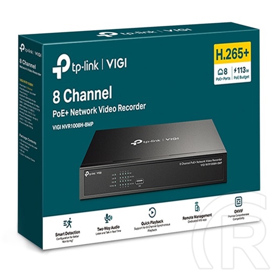 TP-Link Vigi NVR1008H-8MP (8 csatorna, HDMI+VGA, 2xUSB, 1xSATA)