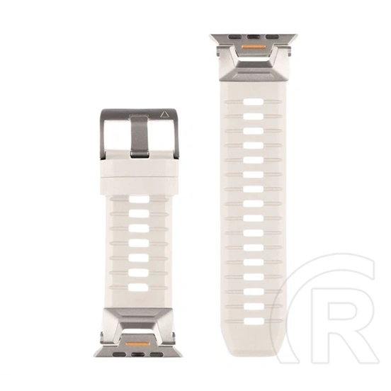 Tactical Apple Watch Ultra 3 49mm  tough band pótszíj (egyedi méret, szilikon, rozsdamentes acél) világosszürke/ezüst