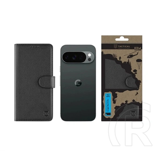 Tactical Google Pixel 10 Pro field notes tok álló, bőr hatású (flip, asztali tartó, bankkártya tartó, prémium) fekete