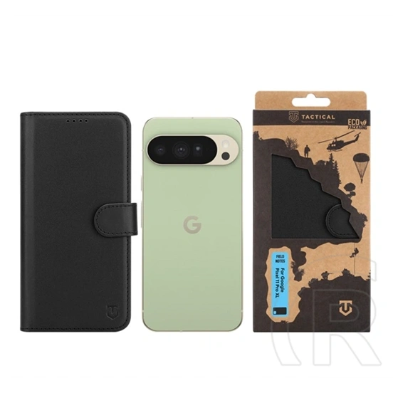 Tactical Google Pixel 11 Pro XL field notes tok álló, bőr hatású (flip, asztali tartó, bankkártya tartó, prémium) fekete