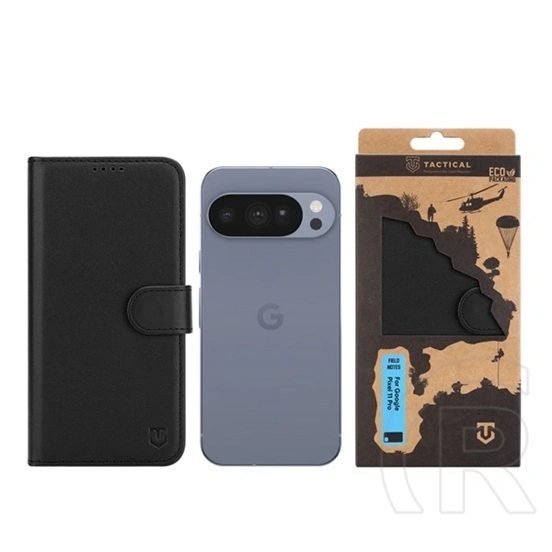 Tactical Google Pixel 11 Pro field notes tok álló, bőr hatású (flip, asztali tartó, bankkártya tartó, prémium) fekete