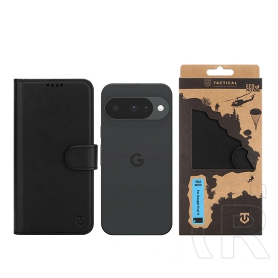 Tactical Google Pixel 11 field notes tok álló, bőr hatású (flip, asztali tartó, bankkártya tartó, prémium) fekete