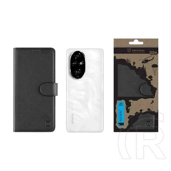 Tactical Honor 200 Pro field notes tok álló, bőr hatású (flip, asztali tartó, bankkártya tartó, prémium) fekete