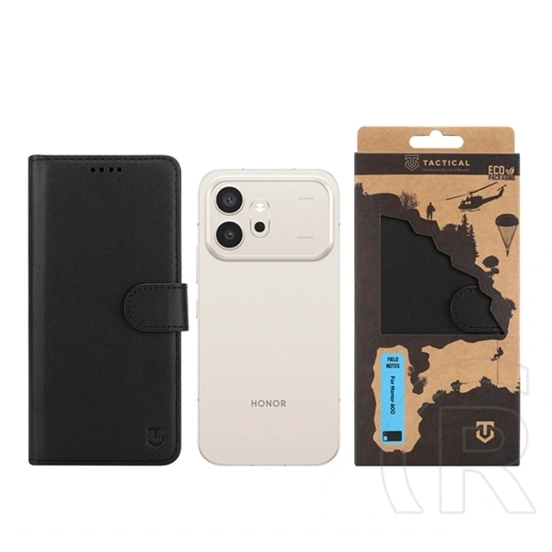 Tactical Honor 600 field notes tok álló, bőr hatású (flip, asztali tartó, bankkártya tartó, prémium) fekete