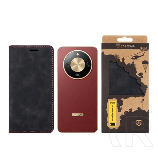Tactical Honor Magic 8 Lite xproof tok álló, bőr hatású (flip, asztali tartó, koptatott bőr minta, prémium) fekete