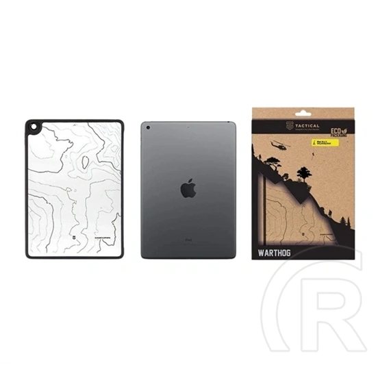 Tactical IPAD 10.2 (2021)  warthog szilikon telefonvédő (ütésállóság, átlátszó hátlap, topográfiai minta) fekete