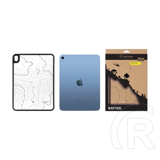 Tactical IPAD 11 (2025)  warthog szilikon telefonvédő (ütésállóság, átlátszó hátlap, topográfiai minta) fekete