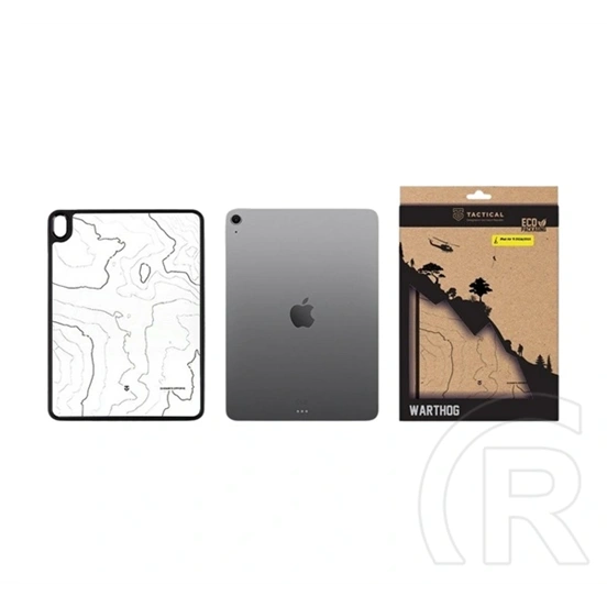 Tactical IPAD Air 11 (2025)  warthog szilikon telefonvédő (ütésállóság, átlátszó hátlap, topográfiai minta) fekete