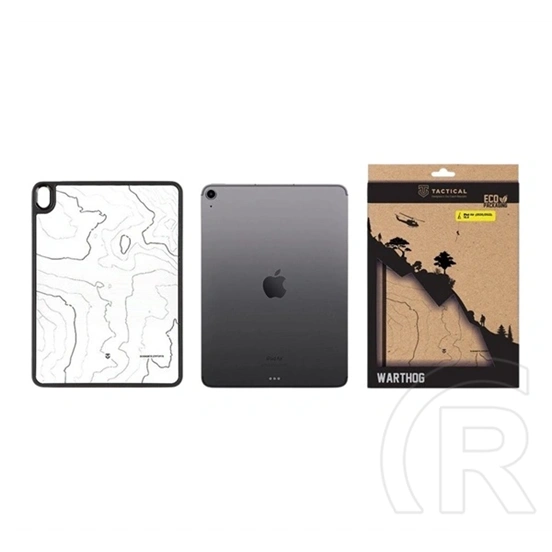 Tactical IPAD Air 2022  warthog szilikon telefonvédő (ütésállóság, átlátszó hátlap, topográfiai minta) fekete