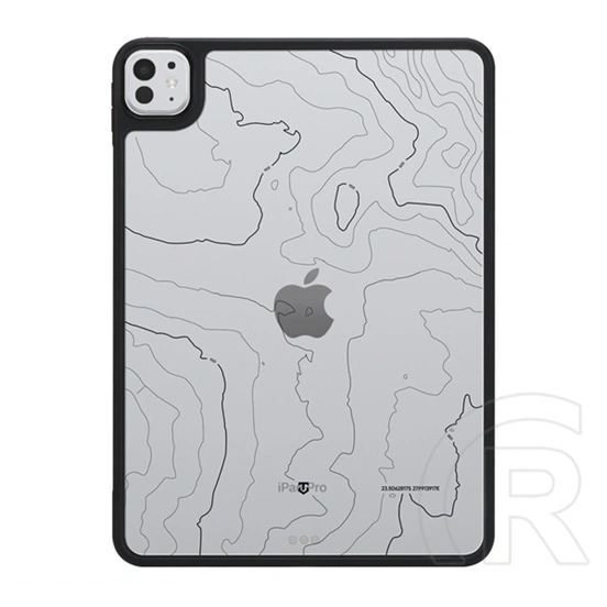 Tactical IPAD Pro 11 (2025)  warthog szilikon telefonvédő (ütésállóság, átlátszó hátlap, topográfiai minta) fekete