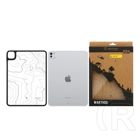 Tactical IPAD Pro 11 (2025)  warthog szilikon telefonvédő (ütésállóság, átlátszó hátlap, topográfiai minta) fekete