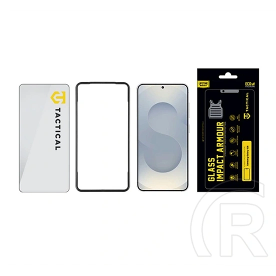 Tactical Impact Armour Glass Samsung Galaxy S26 képernyővédő üveg (3D, extra karcálló, segédkeret, fekete)