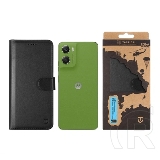 Tactical Motorola Moto G06 Power  field notes tok álló, bőr hatású (flip, asztali tartó, bankkártya tartó) fekete